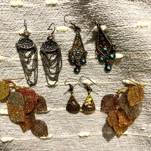 Dangle earrings. Four fun pairs for any occasion.